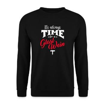 It's always Time for a glass of wine - Unisex Sweatshirt - black - Front - Alina (178cm) & Michal (187cm)