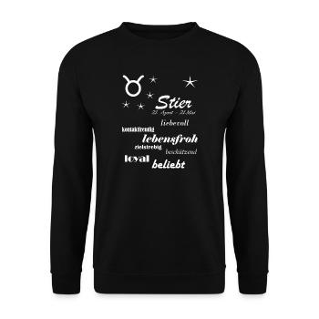 Stier_Sternzeichen - Unisex Pullover - Schwarz - Vorne - Alina (178cm) & Michal (187cm)