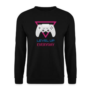 Level Up Everyday Gamer - Unisex Sweatshirt - black - Front - Alina (178cm) & Michal (187cm)