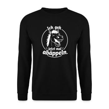 Ich geh jetzt mal abäppeln - Unisex Pullover - Schwarz - Vorne - Alina (178cm) & Michal (187cm)