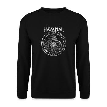Hávamál – Der Wanderer - Unisex Pullover - Schwarz - Vorne - Alina (178cm) & Michal (187cm)