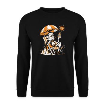Der Vampir im Urlaub mit LSF 1000 - Unisex Pullover - Schwarz - Vorne - Alina (178cm) & Michal (187cm)