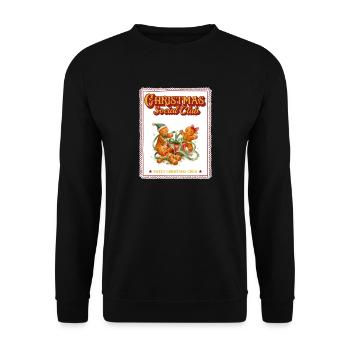 Christmas Social Club Lebkuchen Geschenke Retro - Unisex Pullover - Schwarz - Vorne - Alina (178cm) & Michal (187cm)