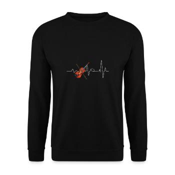 Violinist Herzschlag Heartbeat Violine Geiger - Unisex Pullover - Schwarz - Vorne - Alina (178cm) & Michal (187cm)