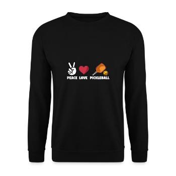 Pickleball Love Peace Schläger Sportart Spieler - Unisex Pullover - Schwarz - Vorne - Alina (178cm) & Michal (187cm)