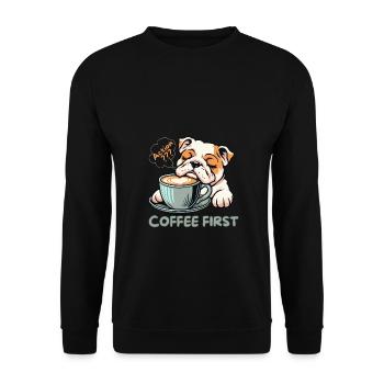 Coffee Bulldog - Unisex Sweatshirt - black - Front - Alina (178cm) & Michal (187cm)