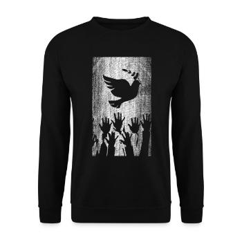 Friedenstaube Frieden Friede - Unisex Pullover - Schwarz - Vorne - Alina (178cm) & Michal (187cm)