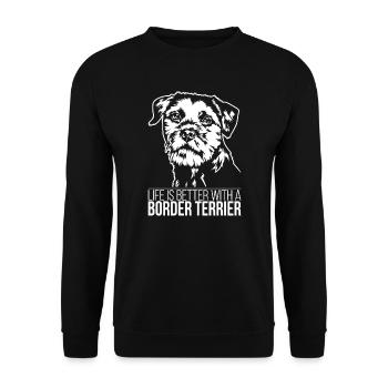 Border Terrier life is better Dog Saying Wilsigns - Unisex Sweatshirt - black - Front - Alina (178cm) & Michal (187cm)