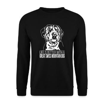 La vie du Grand Bouvier Suisse est meilleure Wilsigns - Sweat-shirt Unisexe - noir - Devant - Alina (178cm) & Michal (187cm)