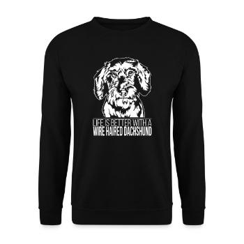 Wire Haired Dachshund life is better Dog Wilsigns - Unisex Sweatshirt - black - Front - Alina (178cm) & Michal (187cm)