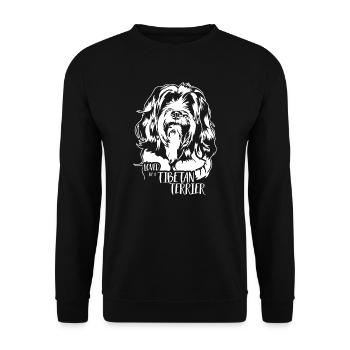 Loved by a Tibetan Terrier Saying Dogs Wilsigns - Unisex Sweatshirt - black - Front - Alina (178cm) & Michal (187cm)