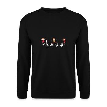Erzieherin Herzschlag Kindergarten Vorschule Kita - Unisex Pullover - Schwarz - Vorne - Alina (178cm) & Michal (187cm)