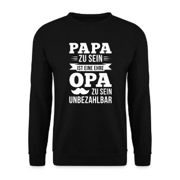 Papa zu sein ist eine Ehre Opa zu sein unbezahlbar - Unisex Pullover - Schwarz - Vorne - Alina (178cm) & Michal (187cm)
