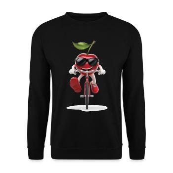 Cherry Radfahren auf dem Fahrrad Geschenk - Unisex Pullover - Schwarz - Vorne - Alina (178cm) & Michal (187cm)
