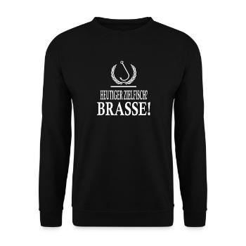 Angler, Brasse, Brassenangler - Unisex Pullover - Schwarz - Vorne - Alina (178cm) & Michal (187cm)