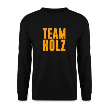 TEAM HOLZ / WALD / KETTENSÄGE / GESCHENK - Unisex Pullover - Schwarz - Vorne - Alina (178cm) & Michal (187cm)