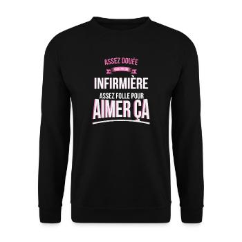 Infirmière douée folle cadeau femme - Sweat-shirt Unisexe - noir - Devant - Alina (178cm) & Michal (187cm)