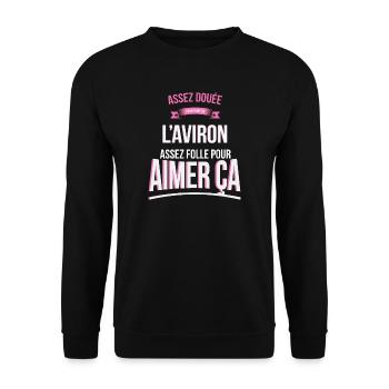 L'Aviron douée folle cadeau femme - Sweat-shirt Unisexe - noir - Devant - Alina (178cm) & Michal (187cm)