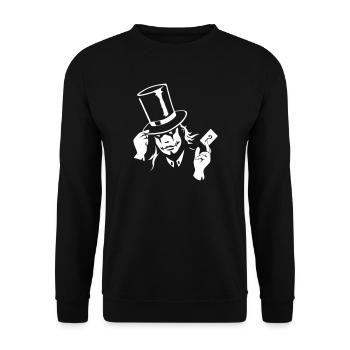 Zauberer Joker Poker Teufel Spieler Tee T-Shirt - Unisex Pullover - Schwarz - Vorne - Alina (178cm) & Michal (187cm)