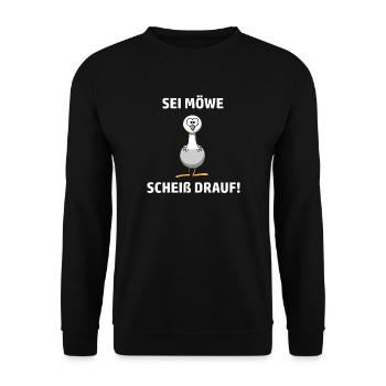 Sei Möwe Scheiß Drauf - Unisex Pullover - Schwarz - Vorne - Alina (178cm) & Michal (187cm)
