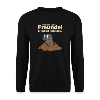 Maulwurf Maulwurfshügel Maulwurfshaufen - Unisex Pullover - Schwarz - Vorne - Alina (178cm) & Michal (187cm)