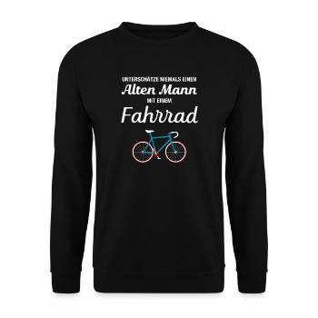 Alter Mann Mit Fahrrad - Unisex Pullover - Schwarz - Vorne - Alina (178cm) & Michal (187cm)