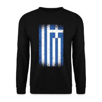 Drapeau Grèce Occasion Look Athens Hellas Vintage - Sweat-shirt Unisexe - noir - Devant - Alina (178cm) & Michal (187cm)