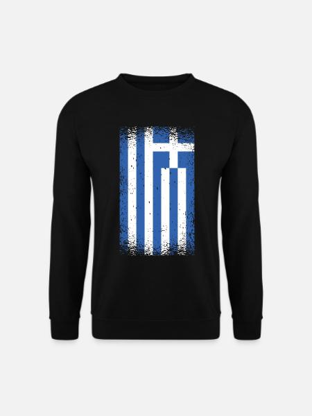Griechenland Flagge Used Look Athen Hellas Vintage - Unisex Pullover - Schwarz