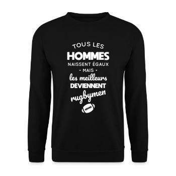 Rugby - Hommes égaux meilleurs deviennent rugbymen - Sweat-shirt Unisexe - noir - Devant - Alina (178cm) & Michal (187cm)