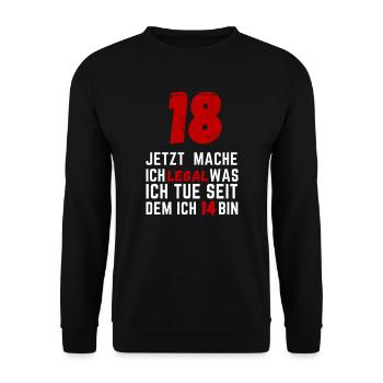 18. Geburtstag - Unisex Pullover - Schwarz - Vorne - Alina (178cm) & Michal (187cm)