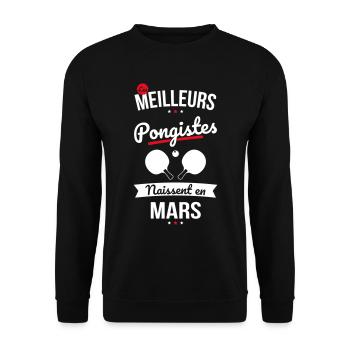Les meilleurs pongistes naissent en Mars - Sweat-shirt Unisexe - noir - Devant - Alina (178cm) & Michal (187cm)