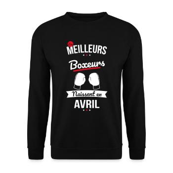 Les meilleurs boxeurs naissent en Avril - Sweat-shirt Unisexe - noir - Devant - Alina (178cm) & Michal (187cm)