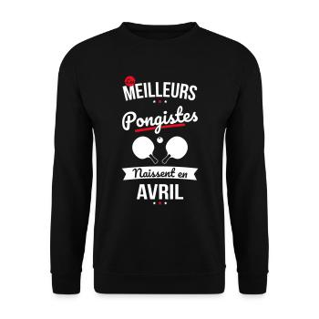 Les meilleurs pongistes naissent en Avril - Sweat-shirt Unisexe - noir - Devant - Alina (178cm) & Michal (187cm)