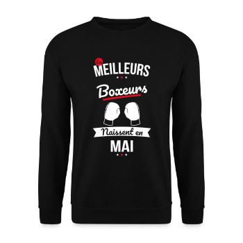 Les meilleurs boxeurs naissent en Mai - Sweat-shirt Unisexe - noir - Devant - Alina (178cm) & Michal (187cm)