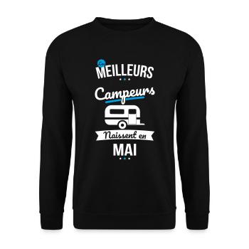 Les meilleurs campeurs naissent en Mai - Sweat-shirt Unisexe - noir - Devant - Alina (178cm) & Michal (187cm)