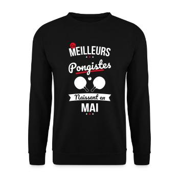 Les meilleurs pongistes naissent en Mai - Sweat-shirt Unisexe - noir - Devant - Alina (178cm) & Michal (187cm)