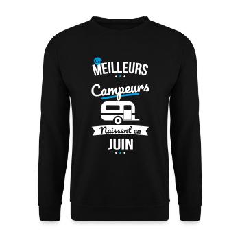 Les meilleurs campeurs naissent en Juin - Sweat-shirt Unisexe - noir - Devant - Alina (178cm) & Michal (187cm)