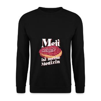 Mett ist meine Medizin Mett Brötchen Geschenk - Unisex Pullover - Schwarz - Vorne - Alina (178cm) & Michal (187cm)