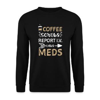 Rapport sur les gommages au café I.V. Labs Meds - Sweat-shirt Unisexe - noir - Devant - Alina (178cm) & Michal (187cm)