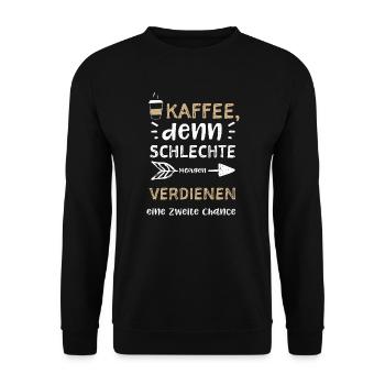 Kaffee, denn schlechte Morgen ve... - Unisex Pullover - Schwarz - Vorne - Alina (178cm) & Michal (187cm)