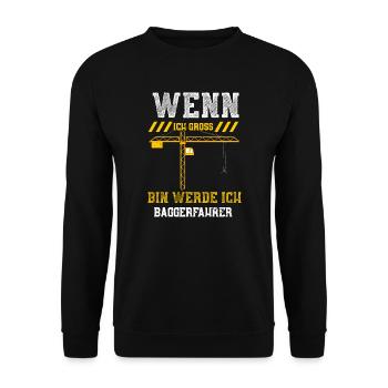 Wenn Ich Groß Bin Werde Ich Bagg... - Unisex Pullover - Schwarz - Vorne - Alina (178cm) & Michal (187cm)