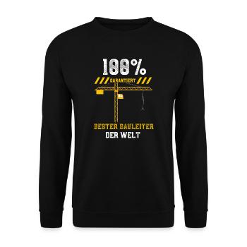100% Garantiert Bester Bauleiter... - Unisex Pullover - Schwarz - Vorne - Alina (178cm) & Michal (187cm)