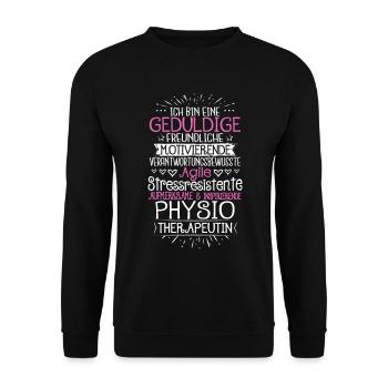 Physiotherapie Physiotherapeutin Physiotherapeut - Unisex Pullover - Schwarz - Vorne - Alina (178cm) & Michal (187cm)