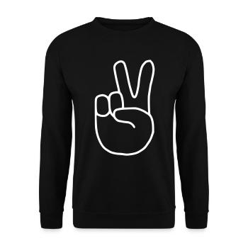 Emoji Peace Finger Sketch Blanc - Sweat-shirt Unisexe - noir - Devant - Alina (178cm) & Michal (187cm)