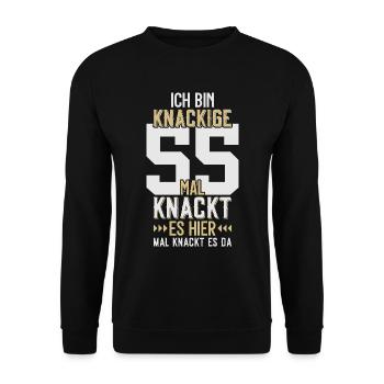 55. GEBURTSTAG 1971 KNACKIGE 55 - Unisex Pullover - Schwarz - Vorne - Alina (178cm) & Michal (187cm)