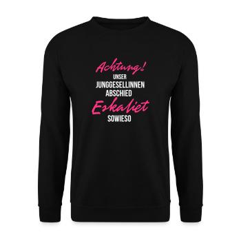 Team Braut - JGA - Polterabend - Unisex Pullover - Schwarz - Vorne - Alina (178cm) & Michal (187cm)