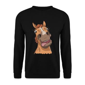 Drôle de cheval fou - Sweat-shirt Unisexe - noir - Devant - Alina (178cm) & Michal (187cm)