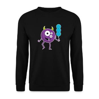 Fun Monster with Balloons - Unisex Sweatshirt - black - Front - Alina (178cm) & Michal (187cm)