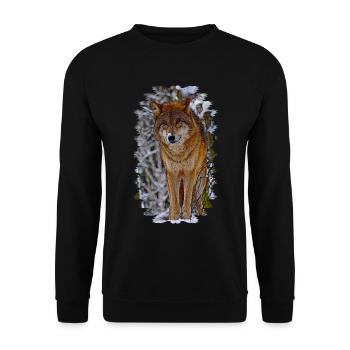 wolf - Unisex Sweatshirt - black - Front - Alina (178cm) & Michal (187cm)