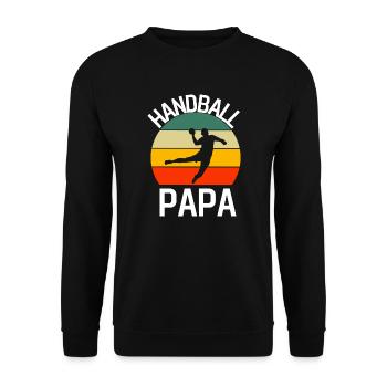 Retro Handball Papa - Unisex Pullover - Schwarz - Vorne - Alina (178cm) & Michal (187cm)